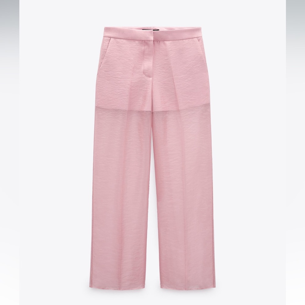 ZARA 2 PIECES SET MIXED ORGANZA BLAZER AND MIXED ORGANZA STRAIGHT LEG PANTS - Picture 14 of 16